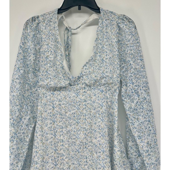 Lulus Happy Feelings White Floral Print Backless Mini Dress Size L - Picture 4 of 9